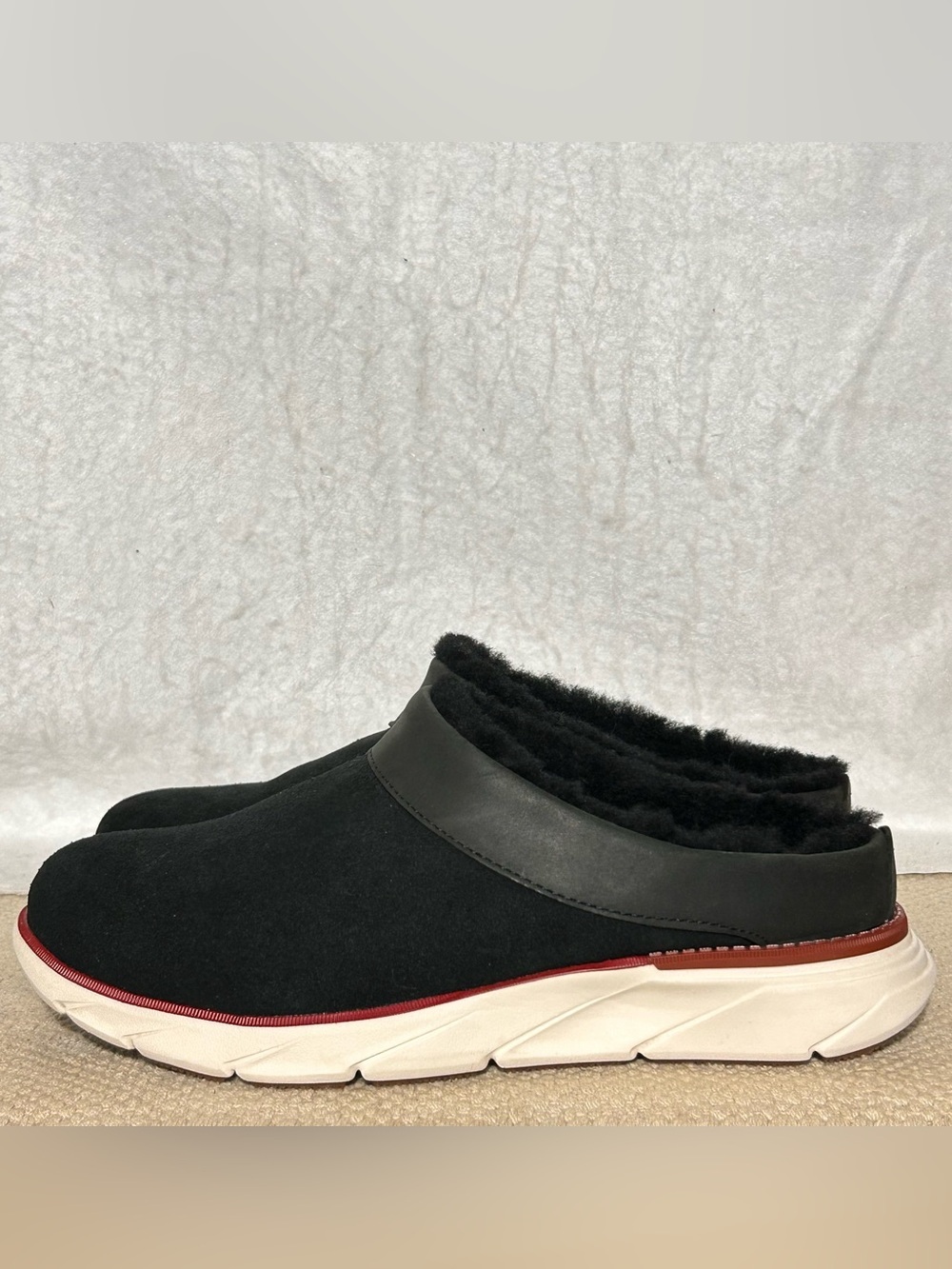 L.L.Bean Womens Black Kennebec Suede Shearling SlipOn Clogs Slippers Shoes SZ 8M - Picture 2 of 11